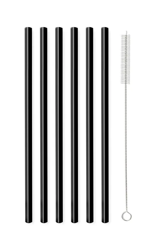 Vialli Design komplet slamic s čopičem za čiščenje (6-pack) črna