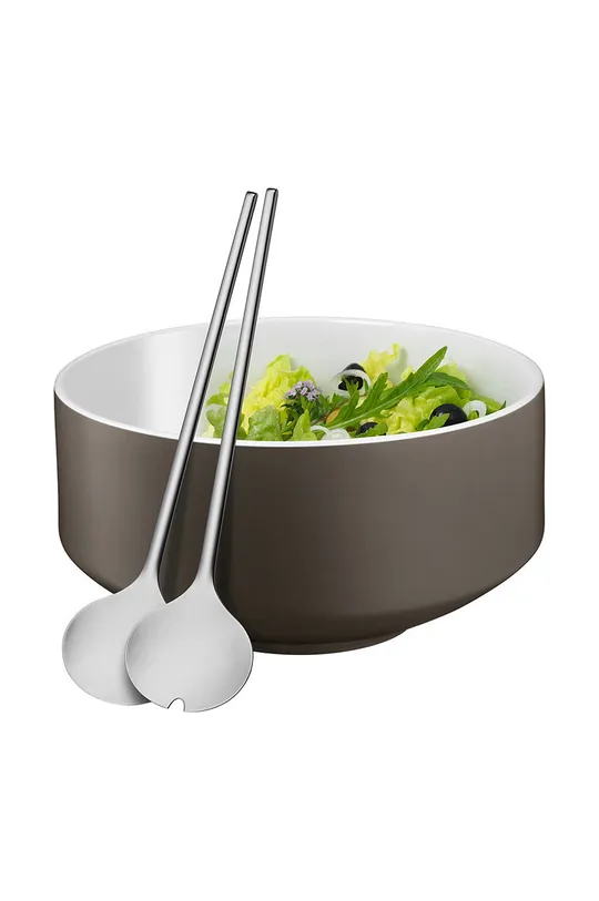 WMF készlet: tál és kanál saláták tálalásához Moto  porcelán, rozsdamentes acél