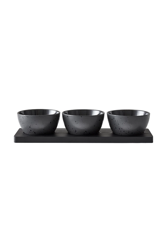 czarny Bitz zestaw misek z podstawką Black (3-pack) Unisex