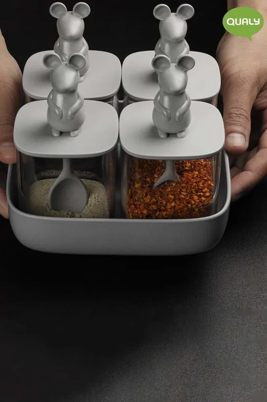 Набор контейнеров для хранения с крышками Qualy Lucky Mouse 4 шт мультиколор
