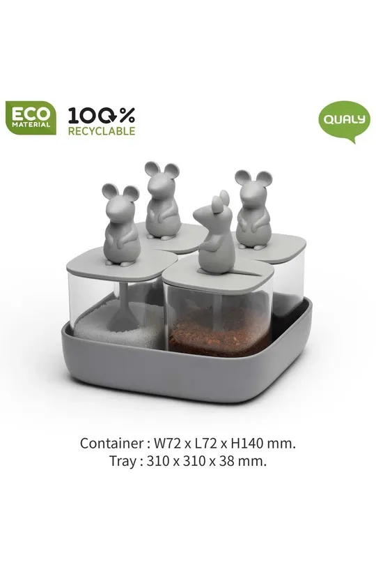 Σετ δοχείων αποθήκευσης με καπάκι Qualy Lucky Mouse 4-pack  Πλαστική ύλη, Τριτάν