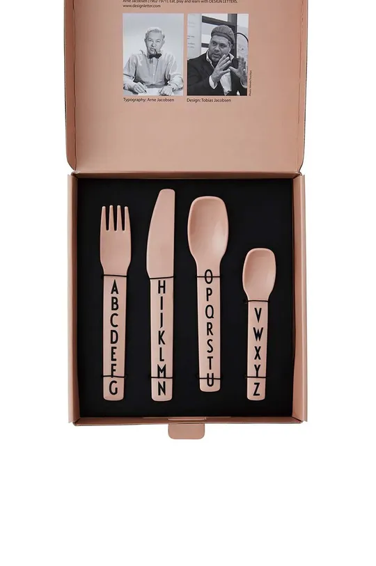 Design Letters set posate per bambini Kids cutlery pacco da 4 beige