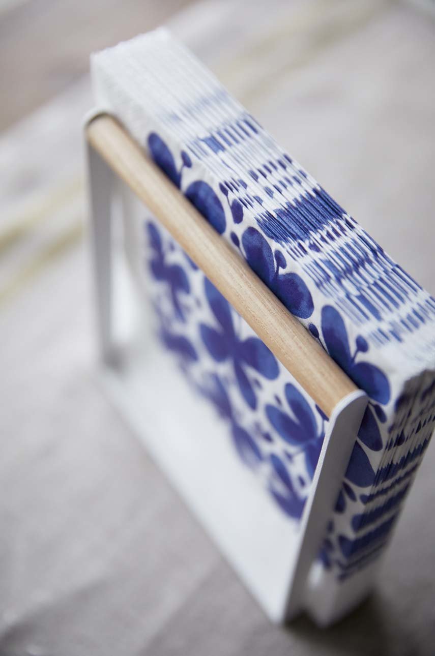 YAMAZAKI Servethouder Tosca - Witte Servetdispenser Van Staal En Hout