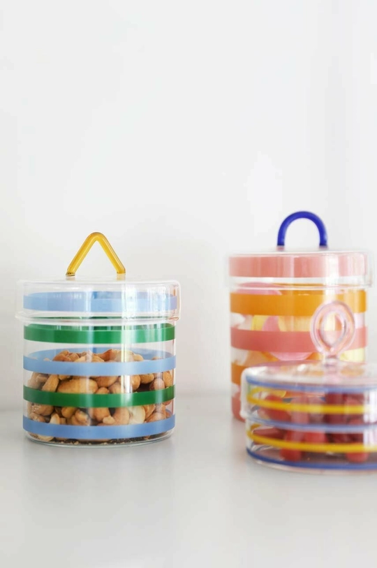 &k amsterdam tartály fedővel Jar Stripy kék