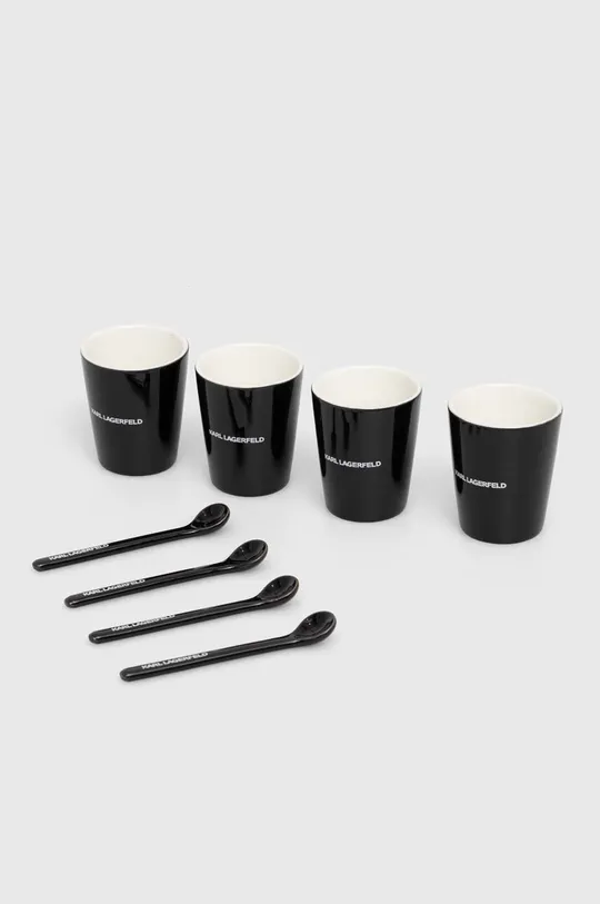 czarny Karl Lagerfeld zestaw do kawy dla 4 os. Unisex