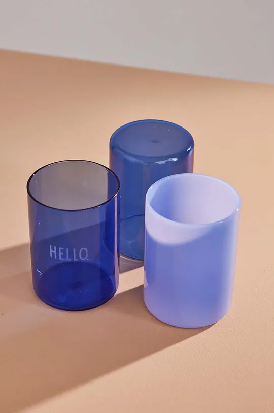 Pohár Design Letters Milky Favourite Drinking modrá
