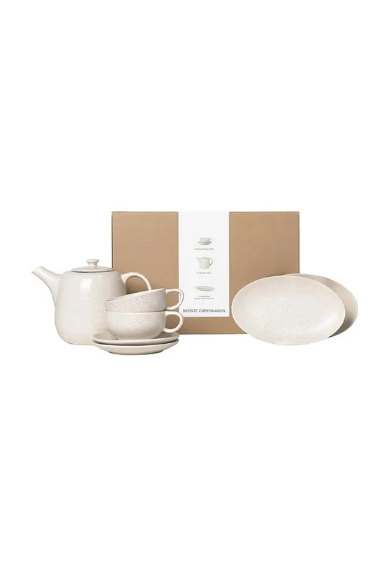 biały Broste Copenhagen zestaw do herbaty dla 2 os. Nordic Vanilla Tea For Two Unisex