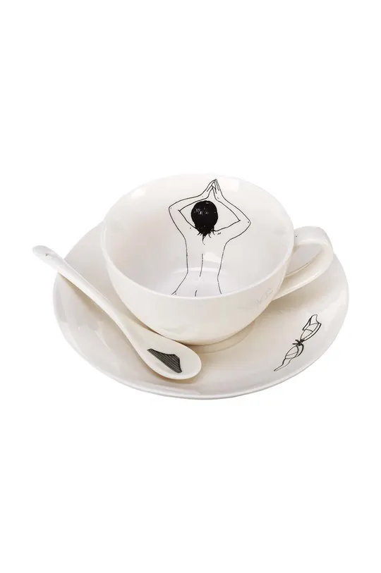Set šalica za kavu s tanjurićima Pols Potten Undressed Teacups 4-pack Porculan