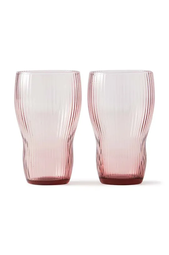różowy Pols Potten zestaw szklanek Pum Longdrinks 2-pack Unisex