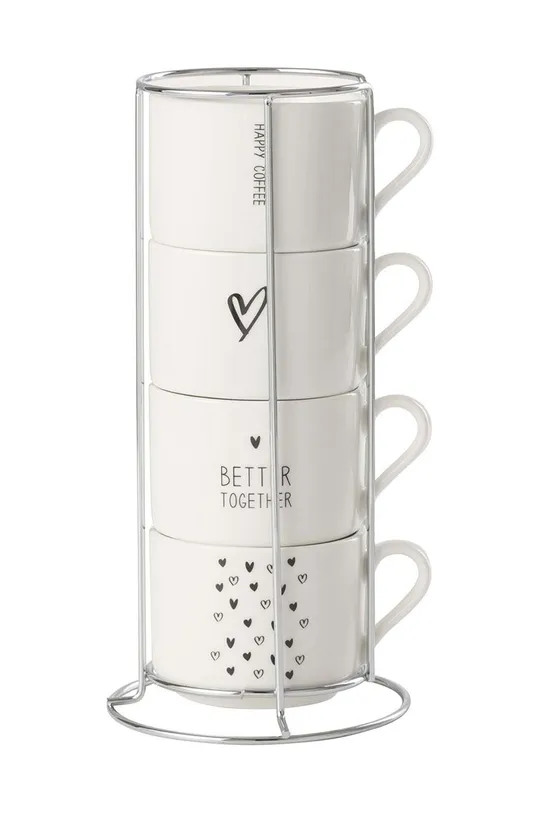 білий Набір чашок з підставкою J-Line Mugs Love 4-pack Unisex
