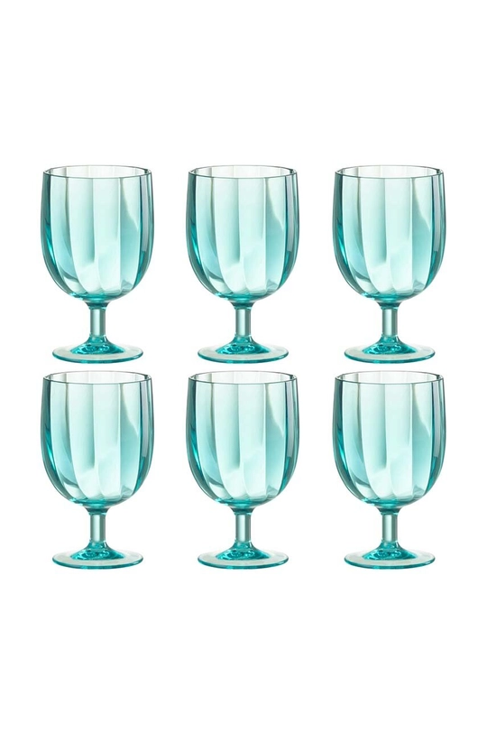 turkusowy J-Line zestaw kieliszków do wina Glass Plastic 6-pack Unisex