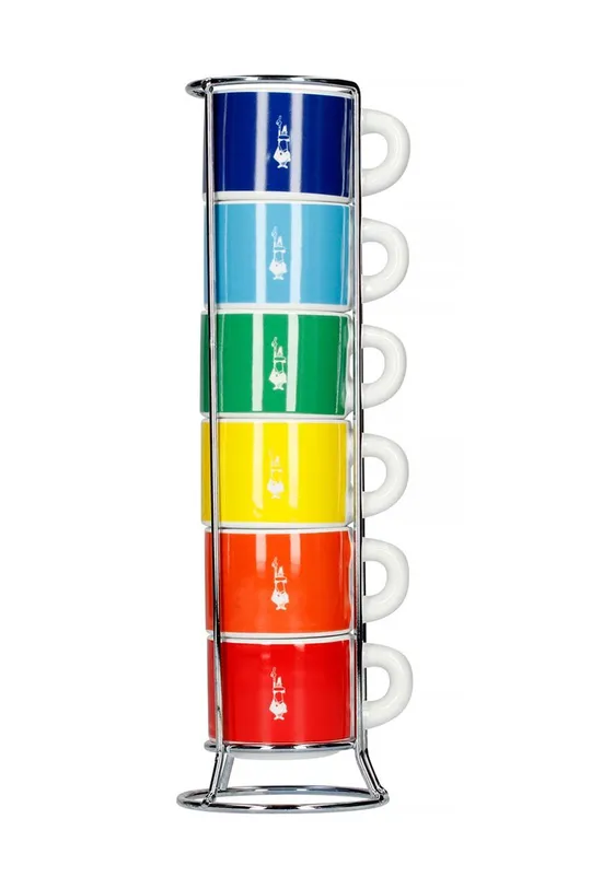 többszínű Bialetti espresso csésze készlet állvánnyal Color 6 db Uniszex