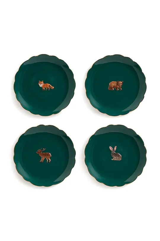 зелёный Набор тарелок &k amsterdam Plate Forest Animal 4 шт Unisex
