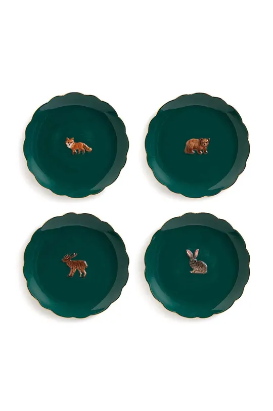 zielony &k amsterdam zestaw talerzy Plate Forest Animal 4-pack Unisex