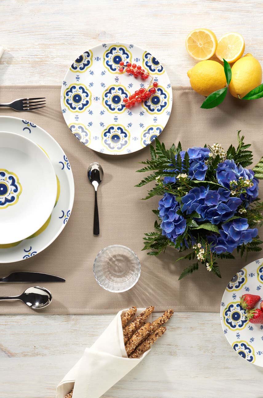 MÄSER Serie Arlona Set Piatti 18 Pezzi Per 6 Persone | Porcellana Bianca Elegante E Senza Tempo | Adatto A Microonde E Lavastoviglie | Piani, Fondi E Dessert