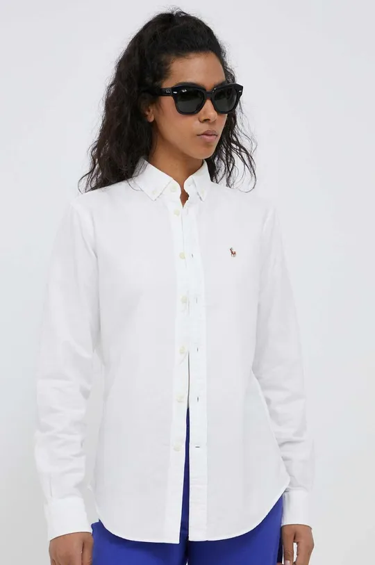 λευκό Βαμβακερό πουκάμισο Polo Ralph Lauren Γυναικεία