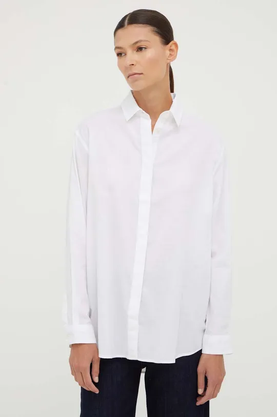 bijela Pamučna košulja Samsoe Samsoe Ženski