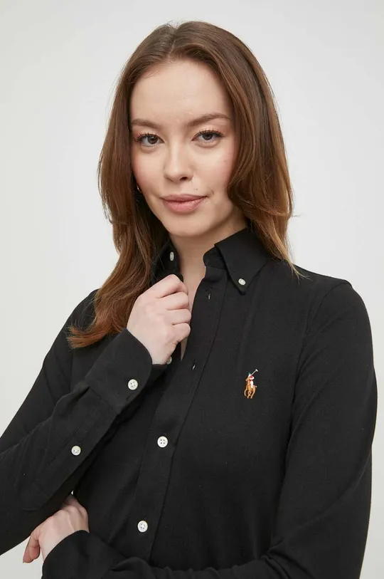 čierna Bavlnená košeľa Polo Ralph Lauren Dámsky