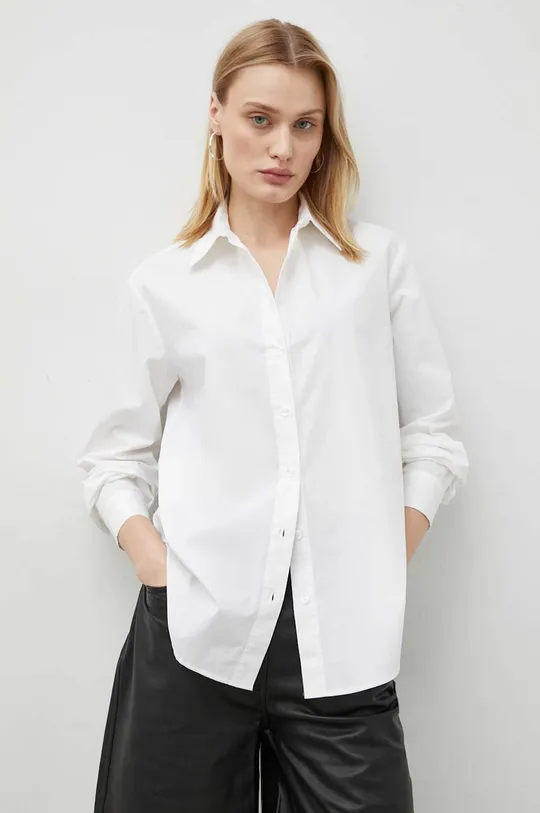 bijela Pamučna košulja Samsoe Samsoe Ženski