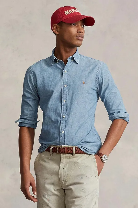modra Polo Ralph Lauren srajca iz jeansa Moški