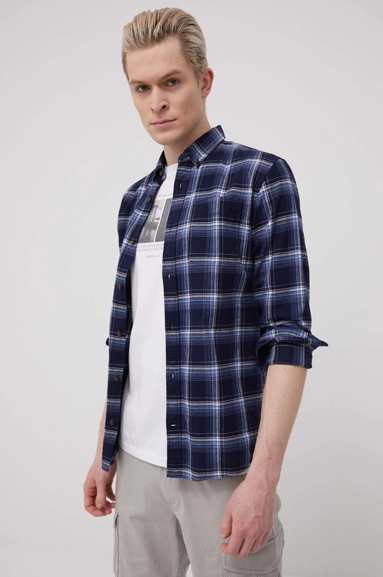 tmavomodrá Bavlnená košeľa Jack & Jones Pánsky