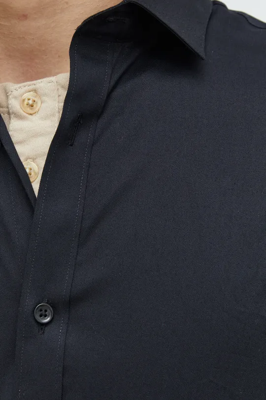 Βαμβακερό πουκάμισο Premium by Jack&Jones μαύρο