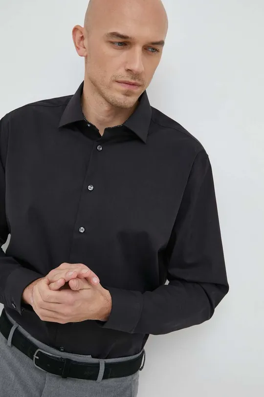 čierna Bavlnená košeľa Seidensticker Shaped Pánsky