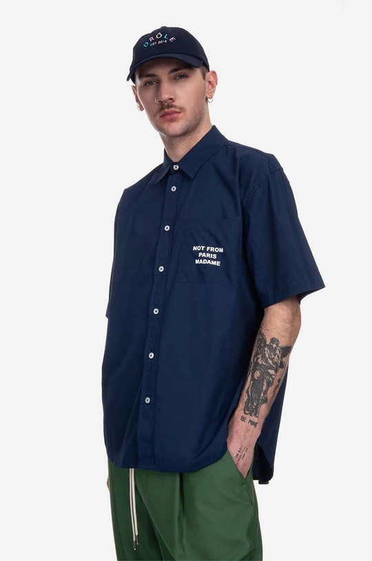 Bavlnená košeľa Drôle de Monsieur La Chemise Slogan SH128 NAVY