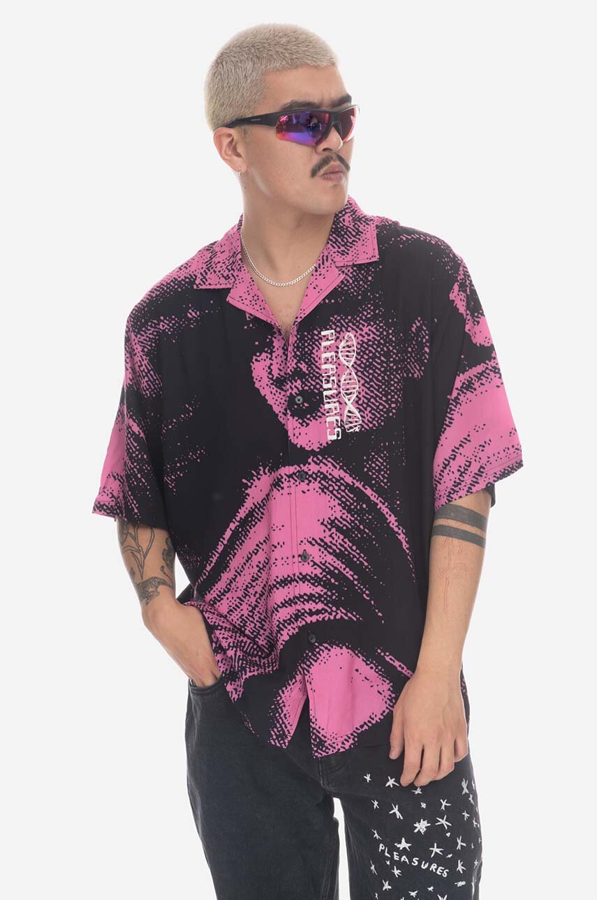 pink PLEASURES shirt Femme Camp Collar Men’s