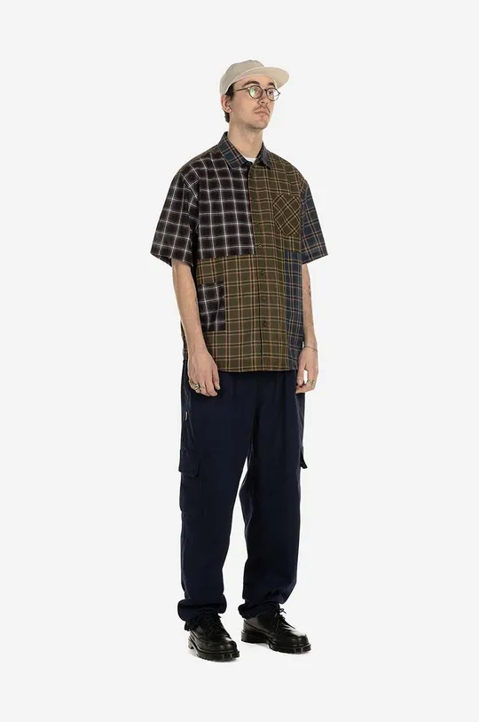 коричневый Хлопковая рубашка Taikan Patchwork S/S Shirt Мужской