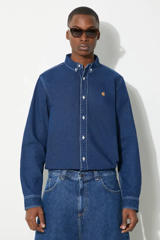 blu navy Carhartt WIP camicia di jeans Weldon Shirt Uomo