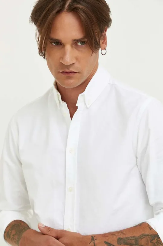 biela Bavlnená košeľa Samsoe Samsoe