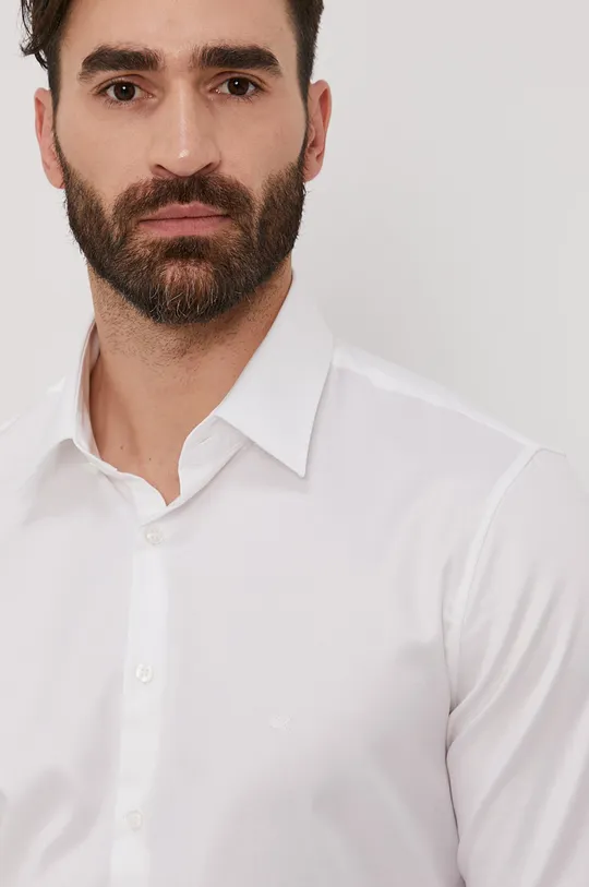 белый Хлопковая рубашка Calvin Klein Мужской