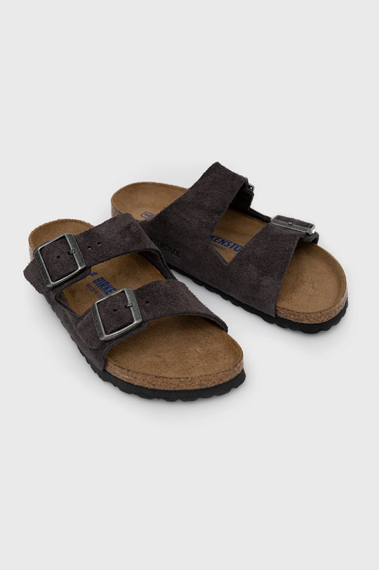 Usnjeni natikači Birkenstock Arizona Sfb siva