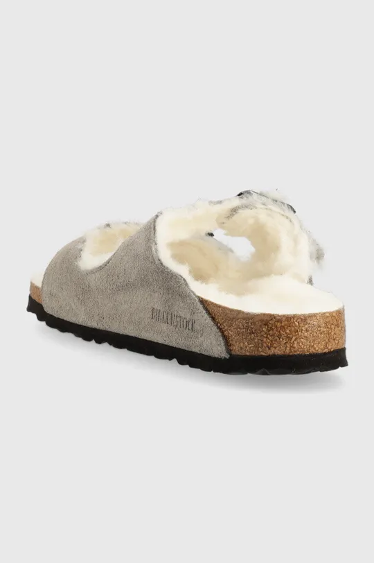 Kućne papuče od brušene kože Birkenstock Arizona Shearling siva