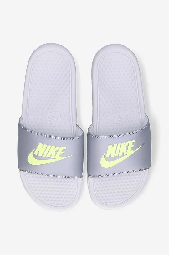 gray Nike sliders Benassi