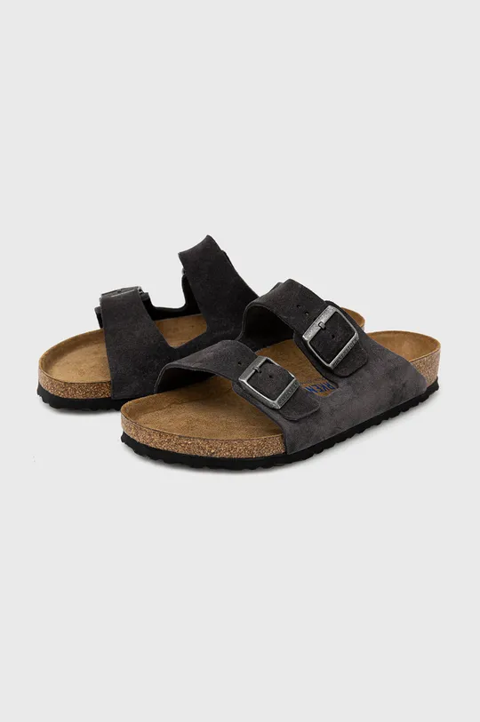 Замшеві шльопанці Birkenstock Arizona Sfb сірий