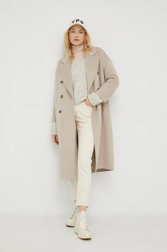 Шерстяное пальто American Vintage серый