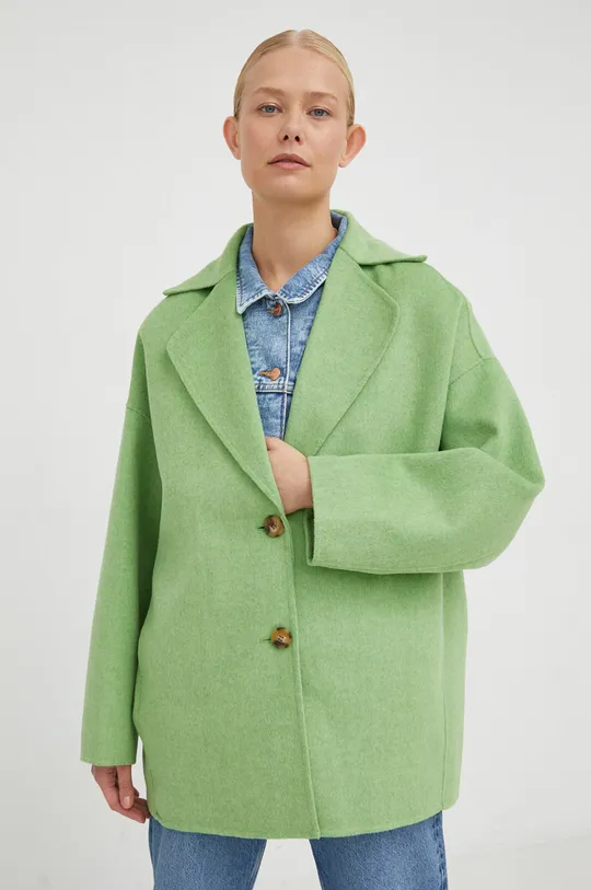 zielony American Vintage płaszcz wełniany Damski