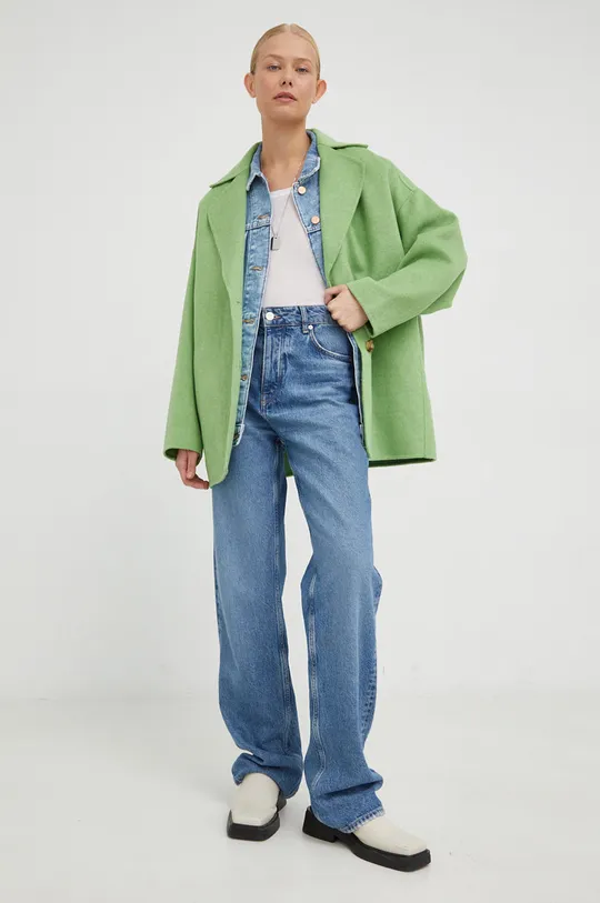Шерстяное пальто American Vintage зелёный