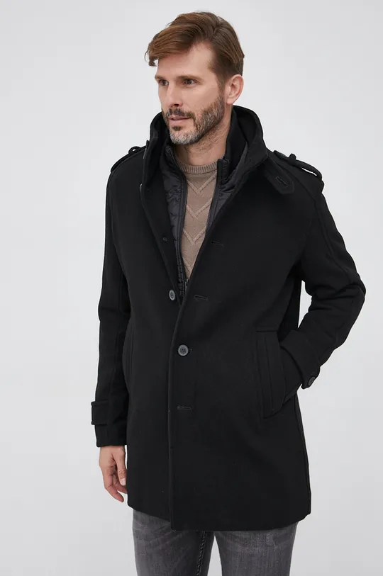 μαύρο Μάλλινο παλτό Selected Homme Ανδρικά