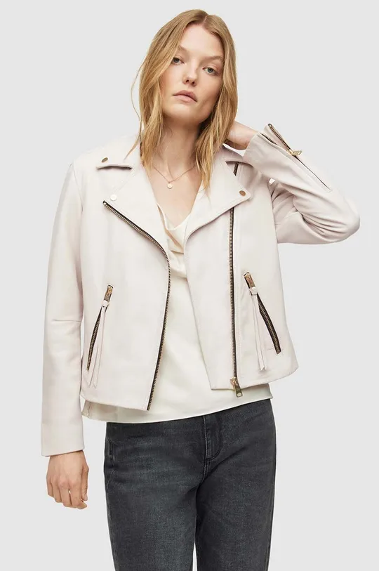 Δερμάτινο jacket AllSaints λευκό