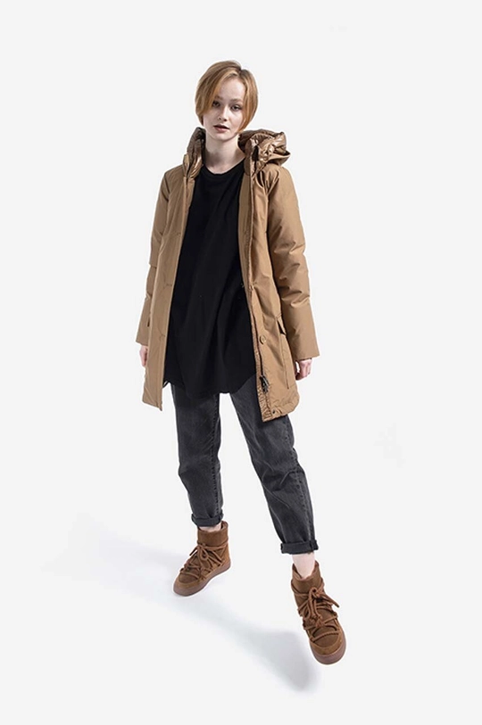 Péřová bunda Woolrich Arctic High Collar Parka hnědá