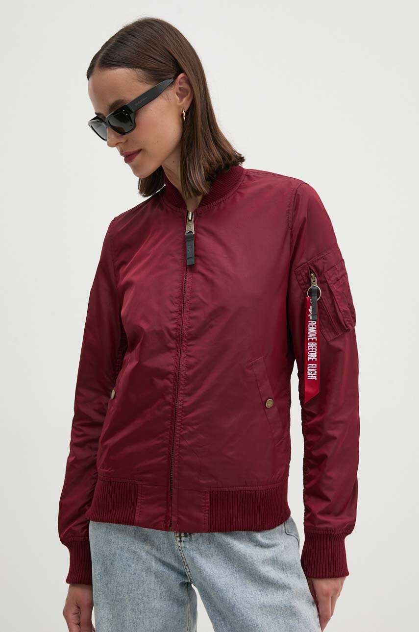 maroon Alpha Industries bomber jacket Women’s