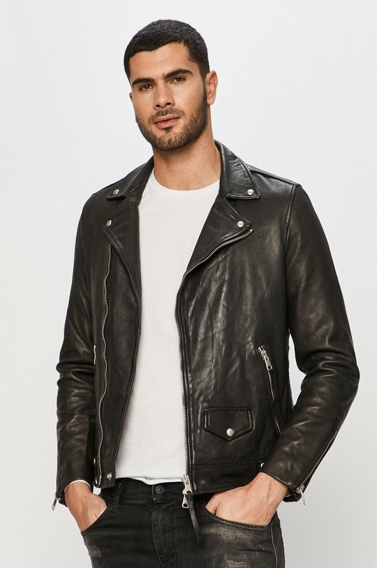 AllSaints giacca in pelle Milo Biker Uomo