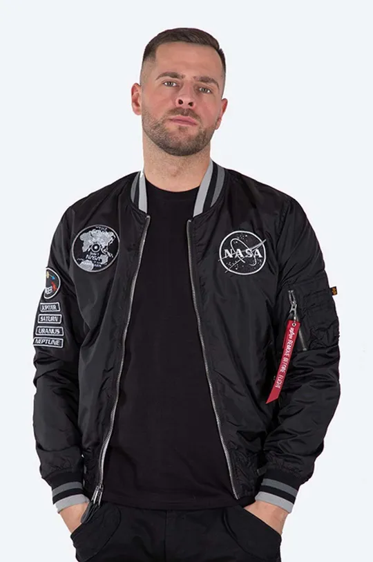 čierna Obojstranná bunda bomber Alpha Industries MA-1 Nasa Voyager Reversible 116105 03 Pánsky