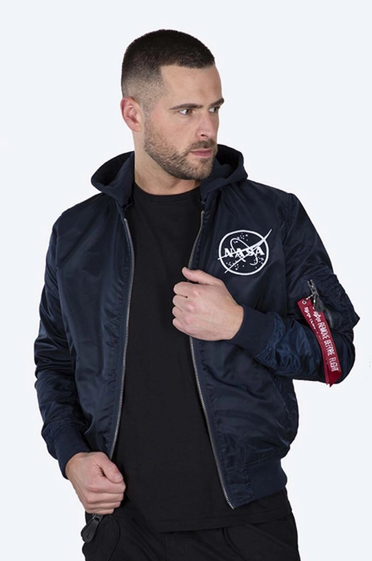 mornarsko plava Dvostrana bomber jakna Alpha Industries MA-1 LW HD NASA Glow Rev Muški