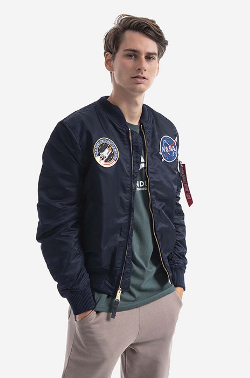 sötétkék Alpha Industries bomber dzseki MA-1 VF NASA LP 16617LP 7 Férfi