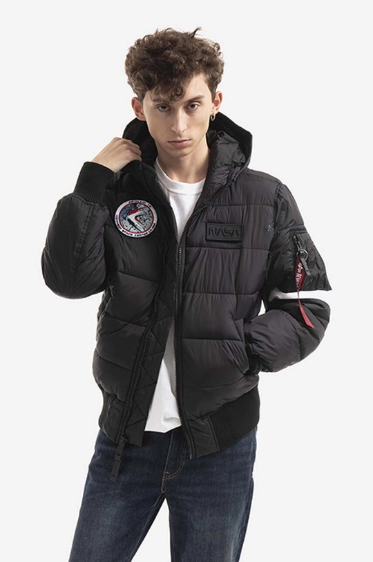 чорний Куртка Alpha Industries Hooded Puffer Fd Nasa Чоловічий