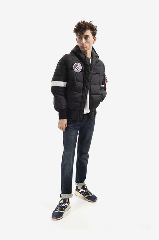 Μπουφάν Alpha Industries Hooded Puffer Fd Nasa μαύρο